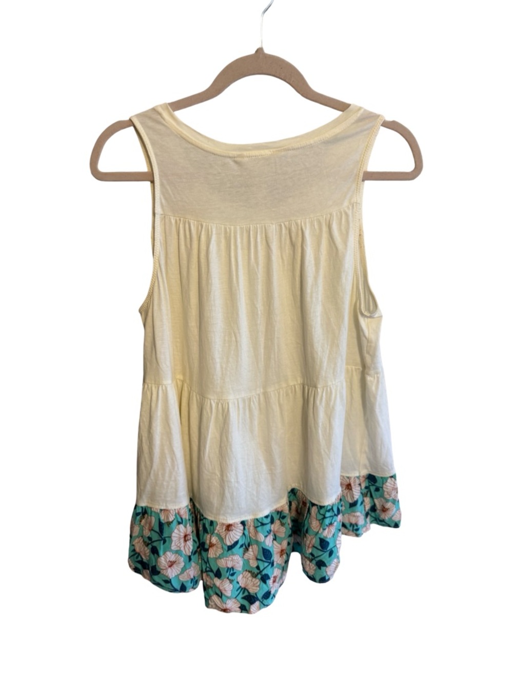 Matilda Jane Women’s Blue & White Floral Peplum Tank Top Ruffle Hem Size Large - Picture 6 of 7
